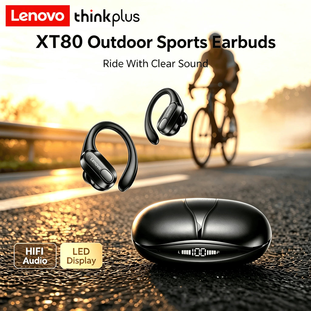 Lenovo XT80 | Auriculares Inalámbricos con Bluetooth 5.3, Sonido Estéreo Hi-Fi e Indicador LED de Batería